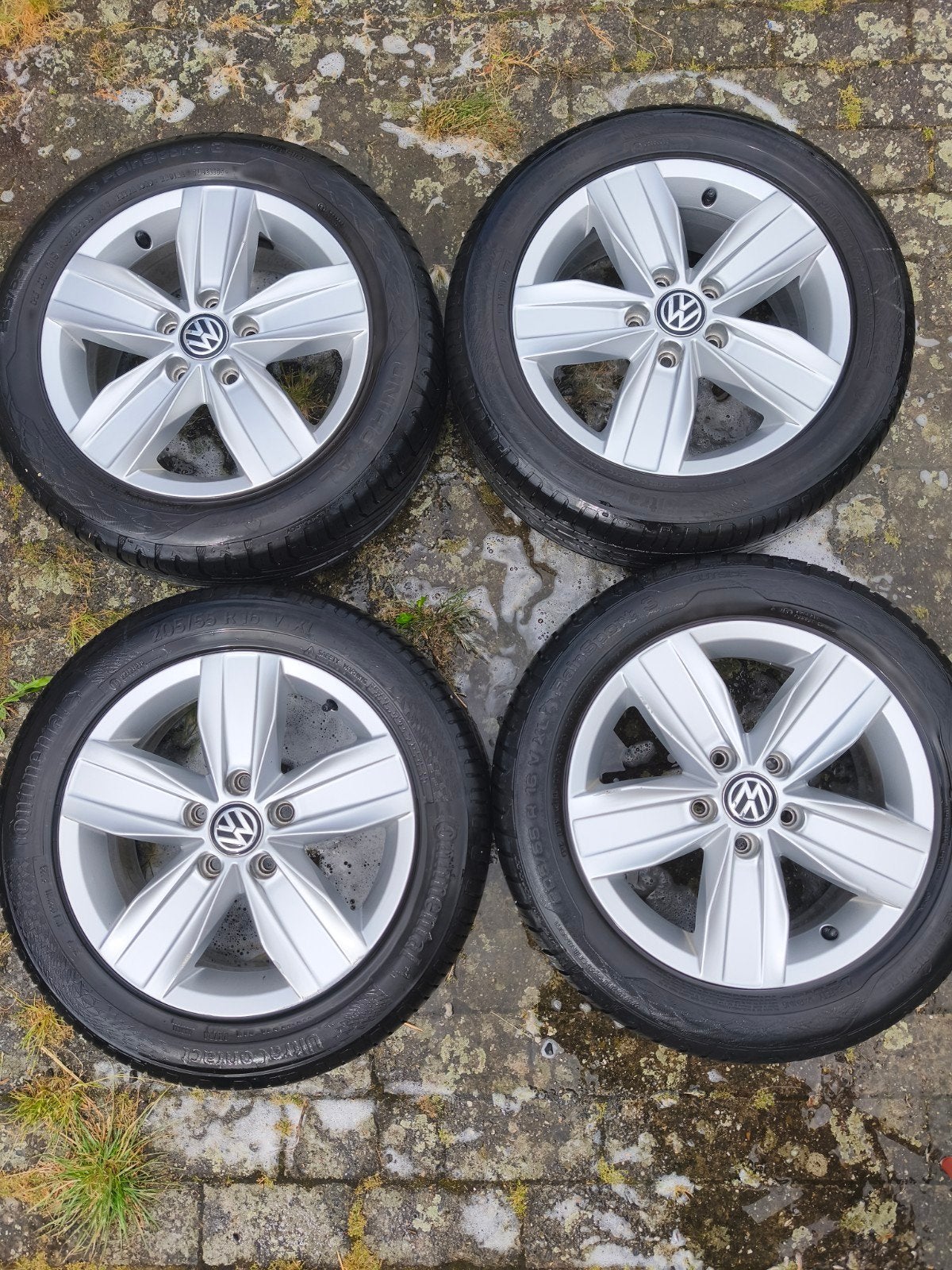 Volkswagen wielen met (zomer)banden 205/55 te koop, Ophalen, Band(en)