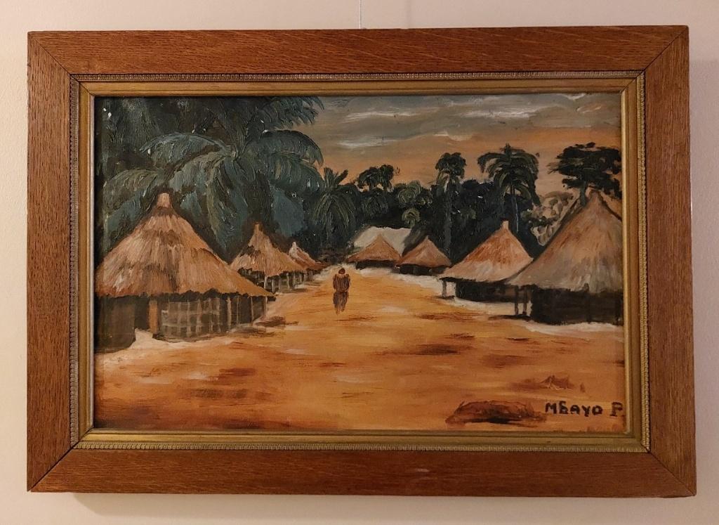 Peinture sur toile - Village Congolais, Antiquités & Art, Enlèvement