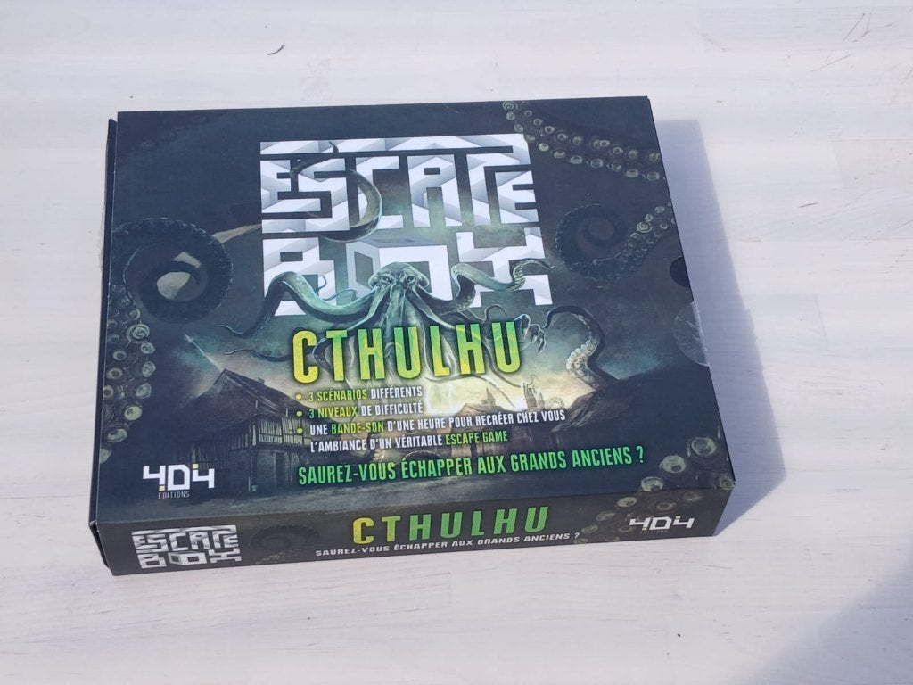 Escape Box Cthulhu – Escape Game à la maison, Trois ou quatre joueurs, Enlèvement ou Envoi, Comme neuf, 404 éditions