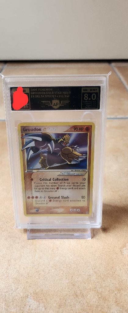 Pokemon AP grade gold star groudon holo ex delta species PSA, Ophalen of Verzenden, Nieuw, Losse kaart, Foil
