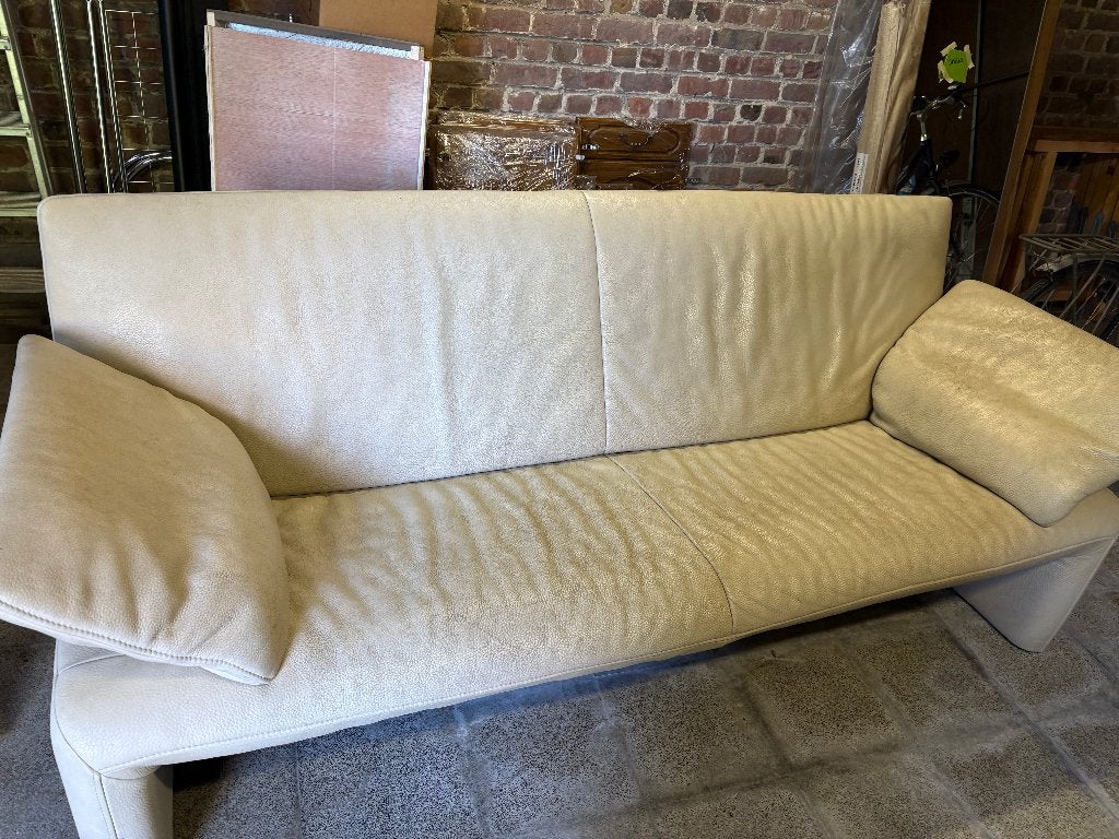 3-zit zetel Jori écru kleur, Huis en Inrichting, Ophalen, Gebruikt, Driepersoons, Leer