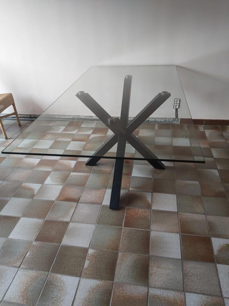 Glazen livingtafel, Huis en Inrichting, Tafels | Eettafels, Ophalen, Modern, tijdloos, Glas, Vijf personen of meer