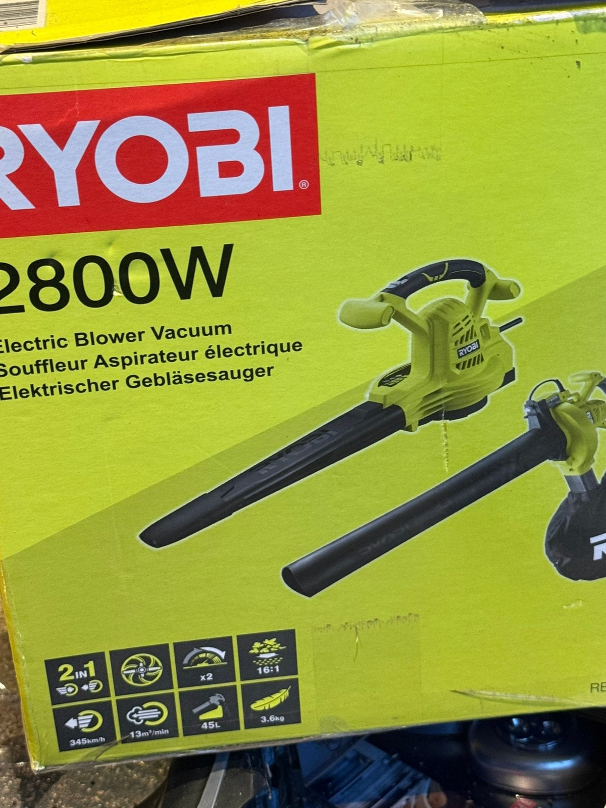 Bladblazer en zuiger nieuw in de doos, Ophalen, Met opvangzak, Elektrisch, Ruggedragen