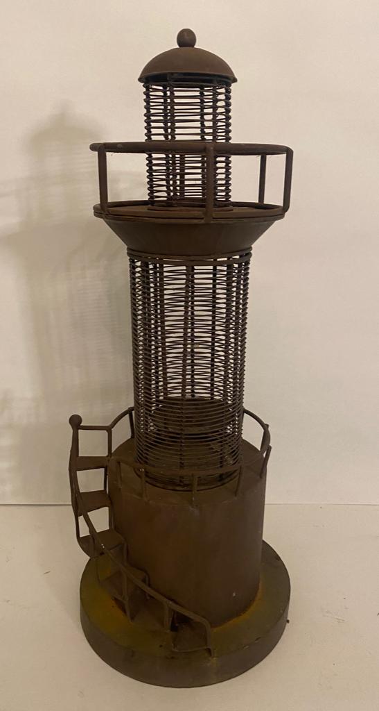 Grote industriële metalen kaarshouder met vuurtoren, Ophalen, Gebruikt