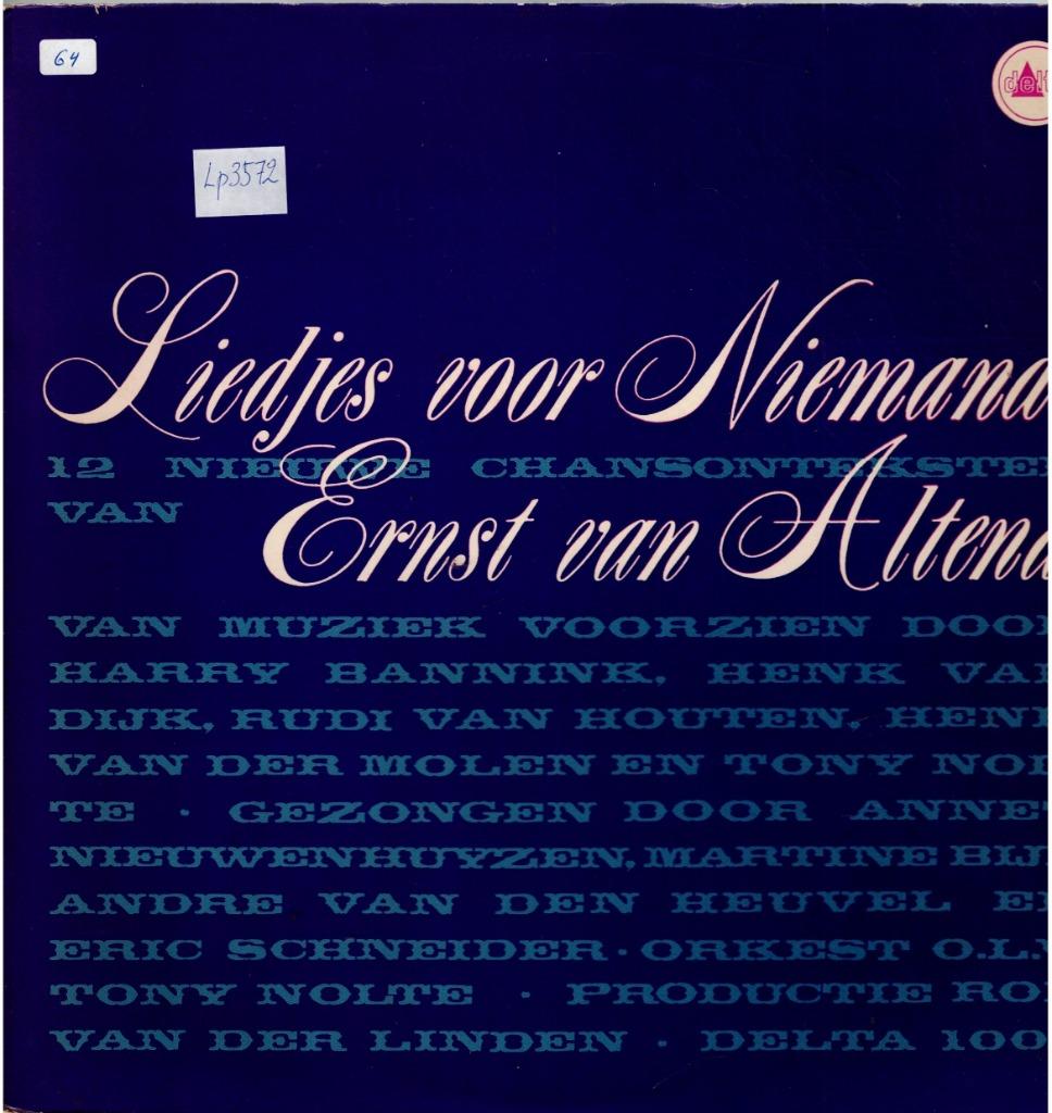 Vinyl, LP   /   Ernst van Altena Liedjes Voor Niemand, Enlèvement ou Envoi, Autres formats