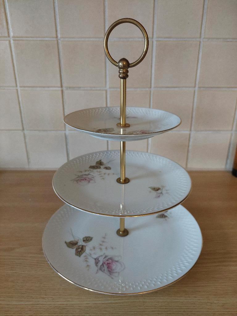 Etagere Edelstein Bavaria Porselein Messing  3-laags, Ophalen, Gebruikt, Porselein, Bord(en)