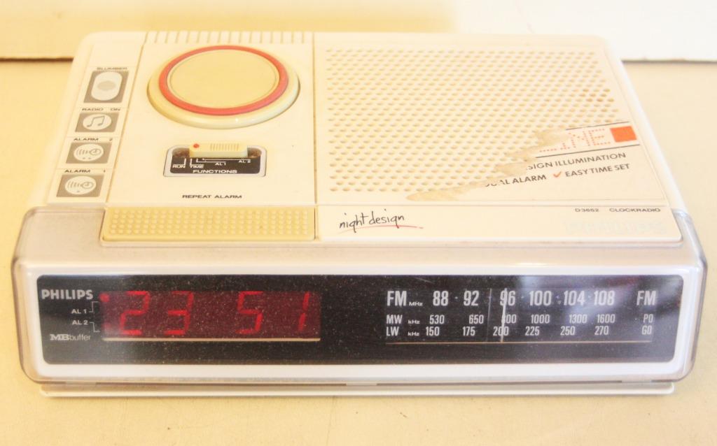 Vintage Philips Wekkerradio / Clockradio / Model D3652, Ophalen of Verzenden, Gebruikt