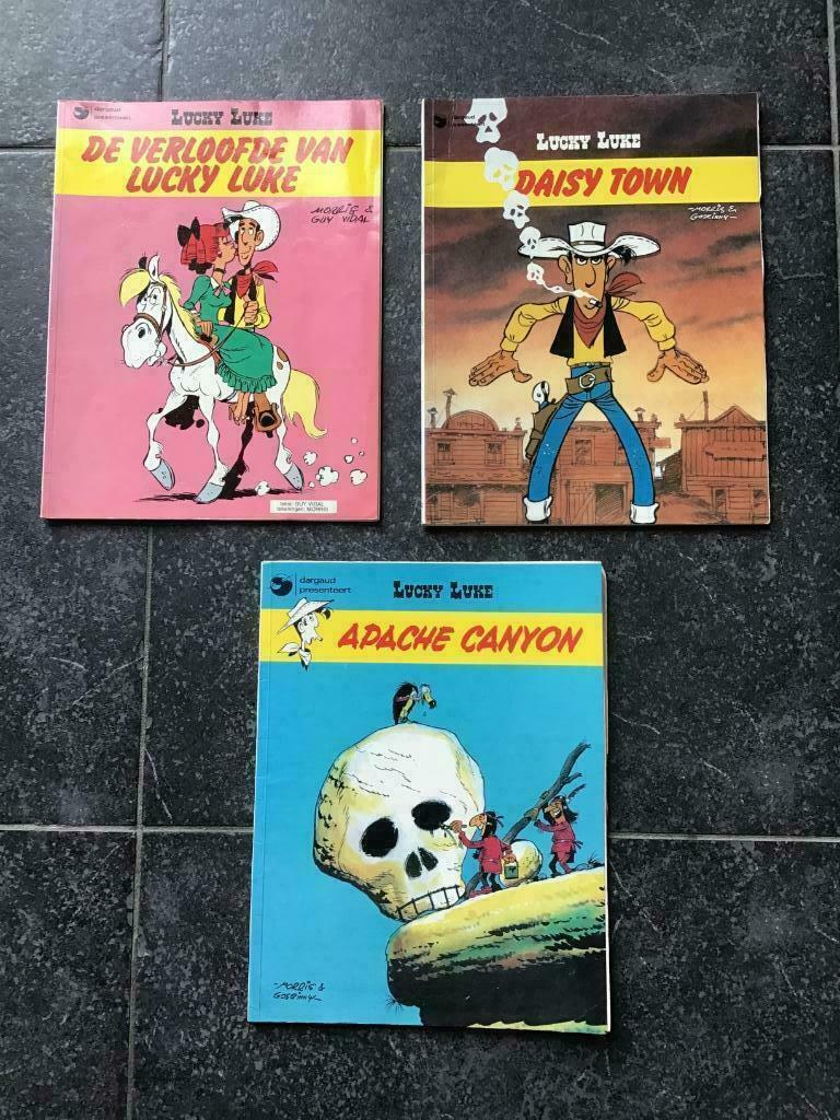 Lot van 3 strips van Lucky Luke, Meerdere stripboeken, Ophalen, Gelezen