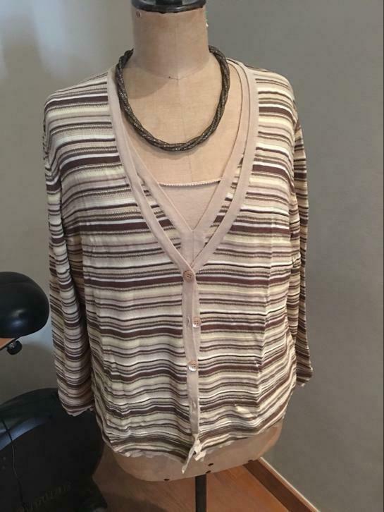 MAYERLINE, Twinset, maat 1L (44/46), MAYERLINE, Ophalen of Verzenden, Zo goed als nieuw, Beige