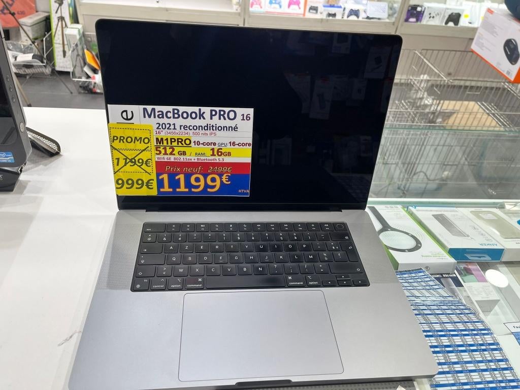 Gerenoveerde MacBook Pro 16" 2021 M1 PRO, Computers en Software, Ophalen, SSD, 512 GB, Zo goed als nieuw