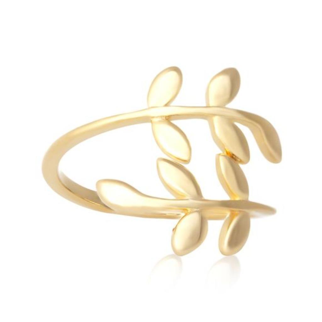Bague pour femme en argent plaqué or jaune Leaf - OP=OP !, Bijoux, Sacs & Beauté, Bagues, Neuf, Enlèvement ou Envoi, Or, Femme