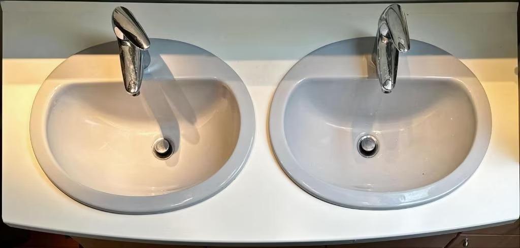 2 vasques porcelaine ovales Jacob Lafond gris Manhattan, Enlèvement, Utilisé, Lavabo