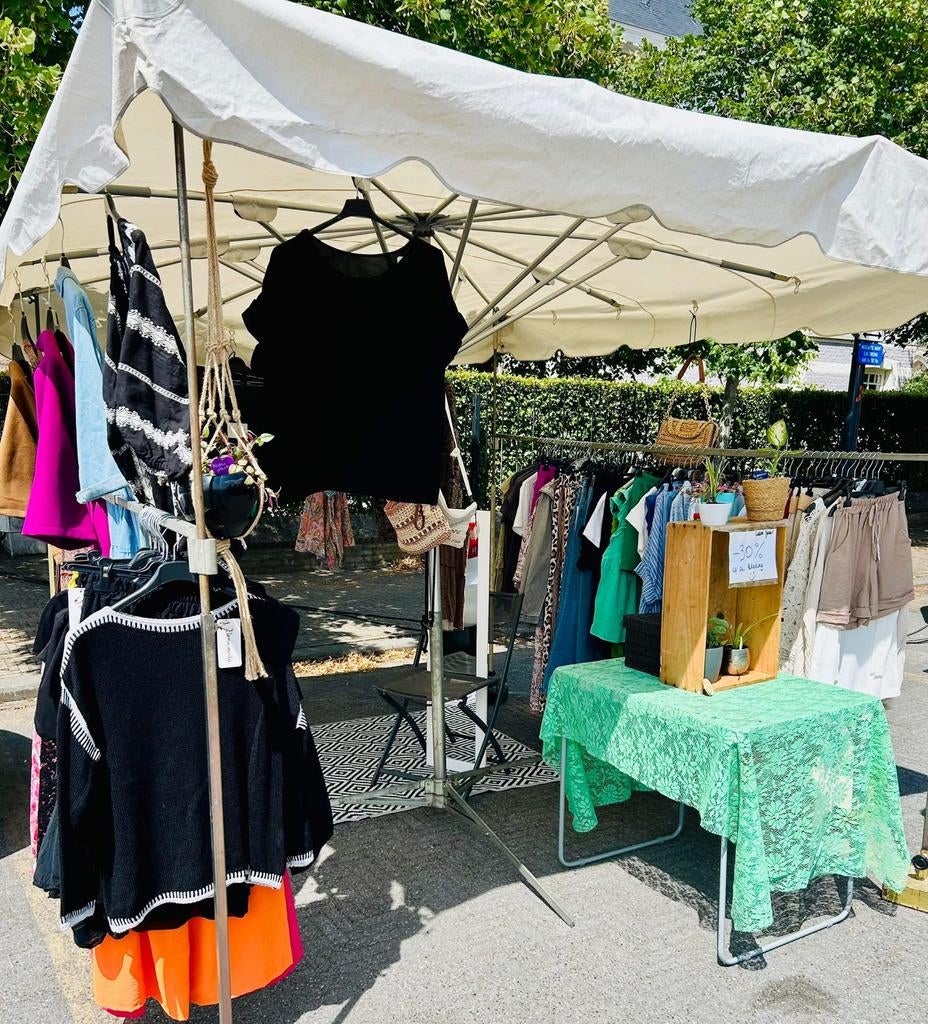 Markt tent met gewichten incl 2 plooitafels & verwarming, Ophalen, Gebruikt, Meubilair