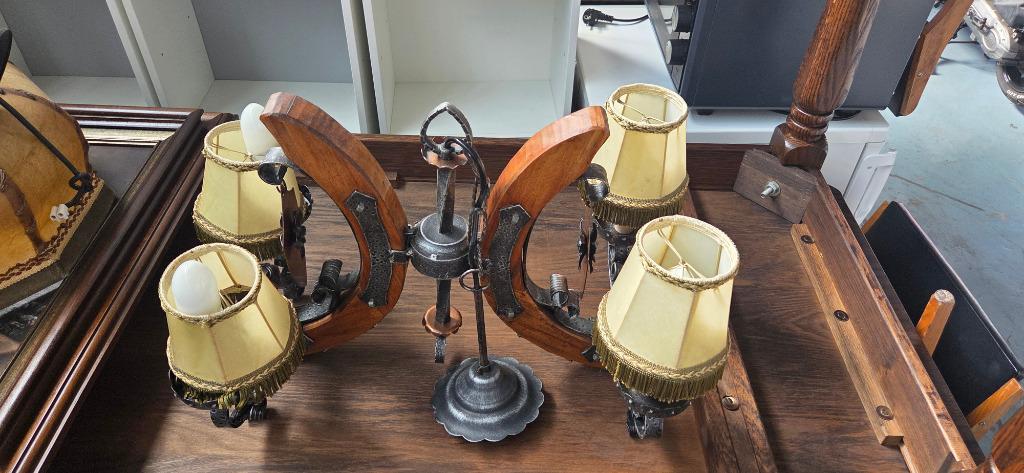 Lampe Luster 4, Maison & Meubles, Lampes | Suspensions, Utilisé, 50 à 75 cm, Bois, Métal, Enlèvement ou Envoi