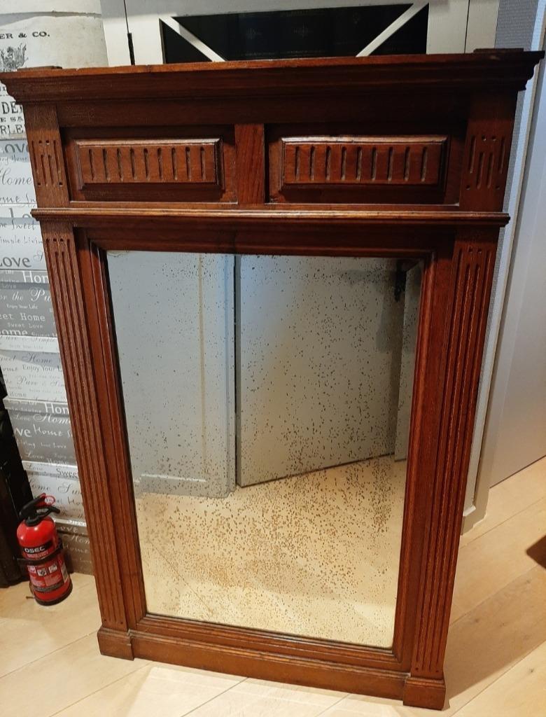 Mooie grote houten antieke brocante spiegel, Huis en Inrichting, Woonaccessoires | Spiegels, Ophalen, Zo goed als nieuw, 75 tot 100 cm