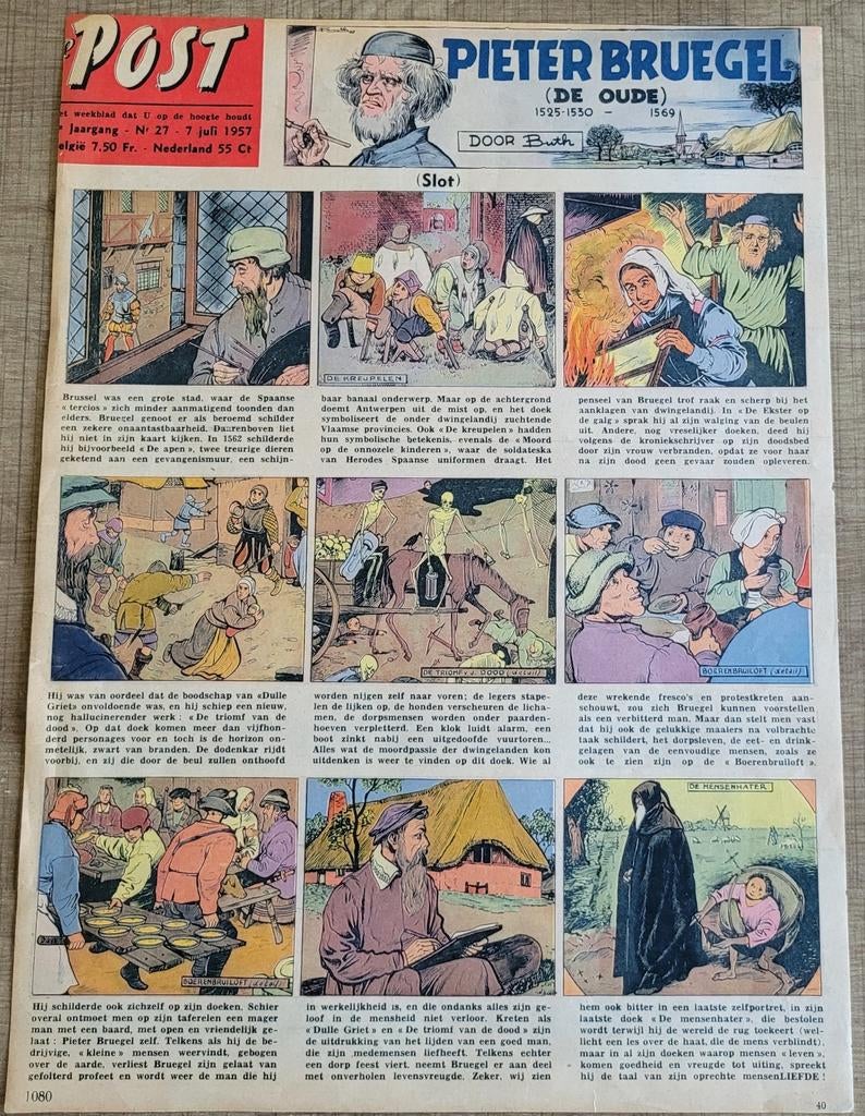 Oud stripknipsel: Pieter Bruegel (1957), Collections, Enlèvement ou Envoi, 1940 à 1960, Coupure(s)
