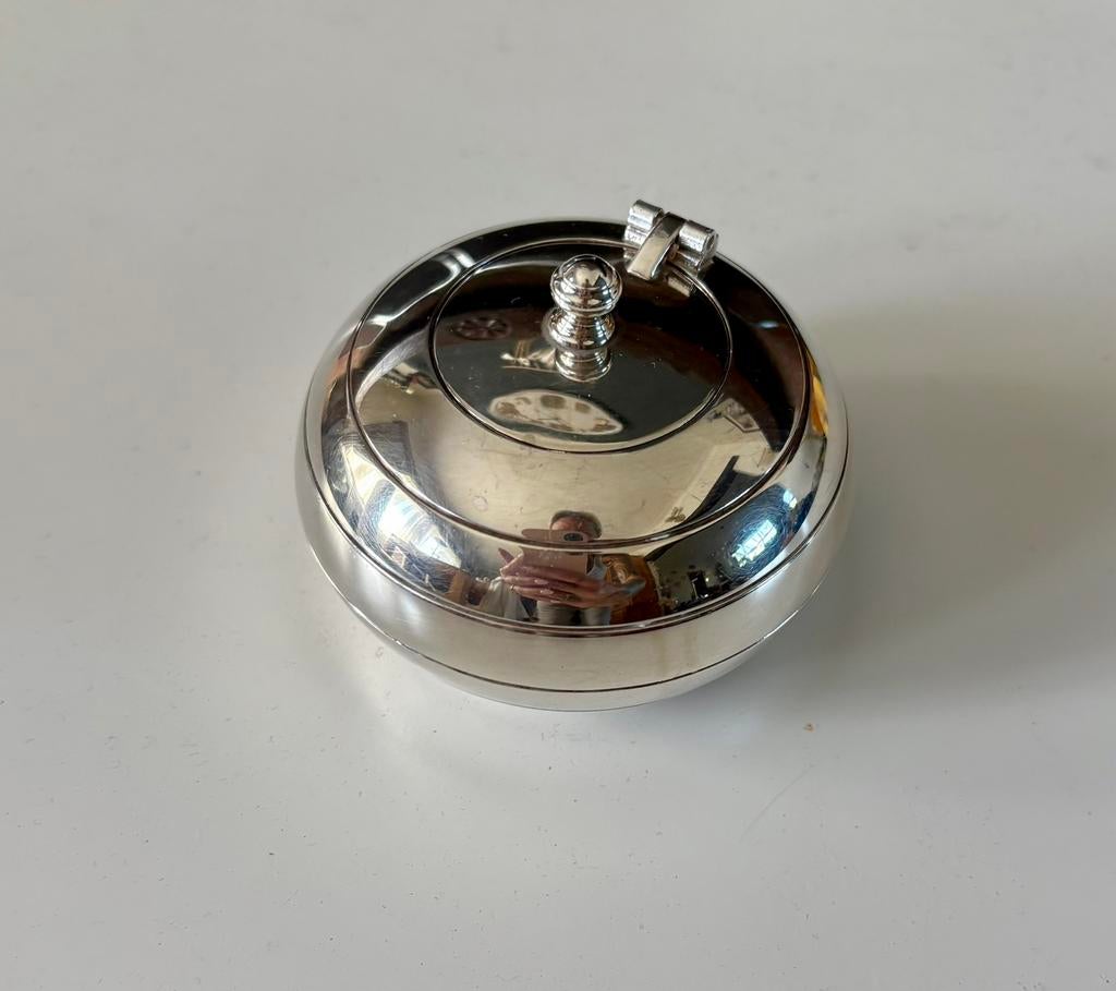 Christofle asbak van gepolijst staal zilver metaal antiek, Ophalen of Verzenden