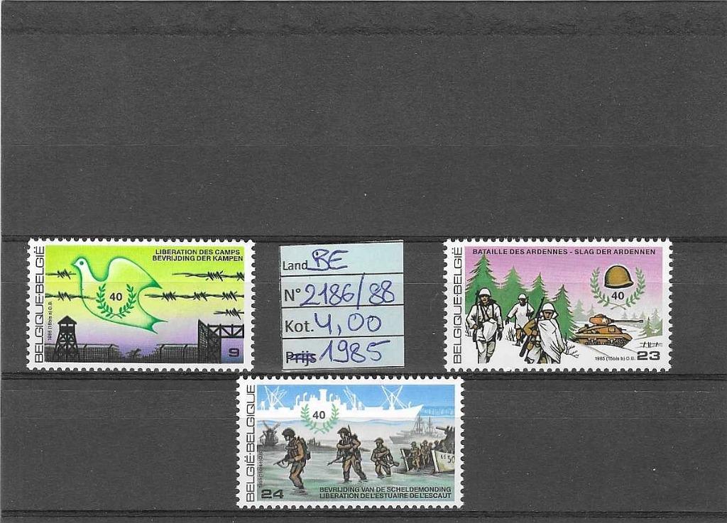 België 2186-88 40ste verjaardag bevrijding, Postzegels en Munten, Postzegels | Europa | België, Frankeerzegel, Ophalen of Verzenden