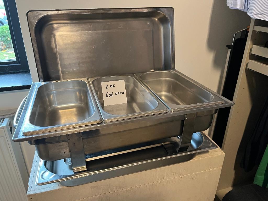 2 volledige bain marie's in houten kist, Zakelijke goederen, Ophalen