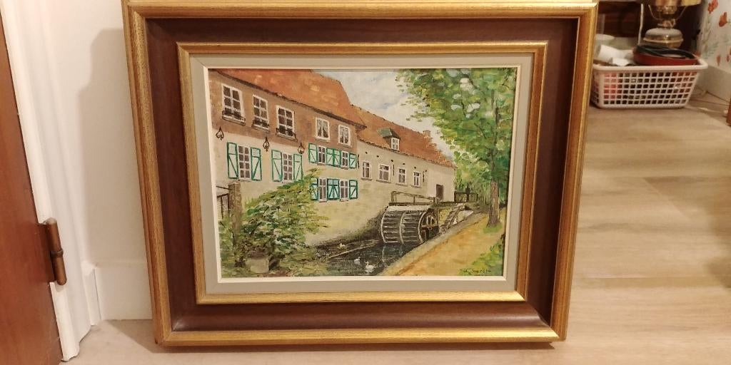 Handgeschilderd schilderij van watermolen door C.Sterckx, Ophalen