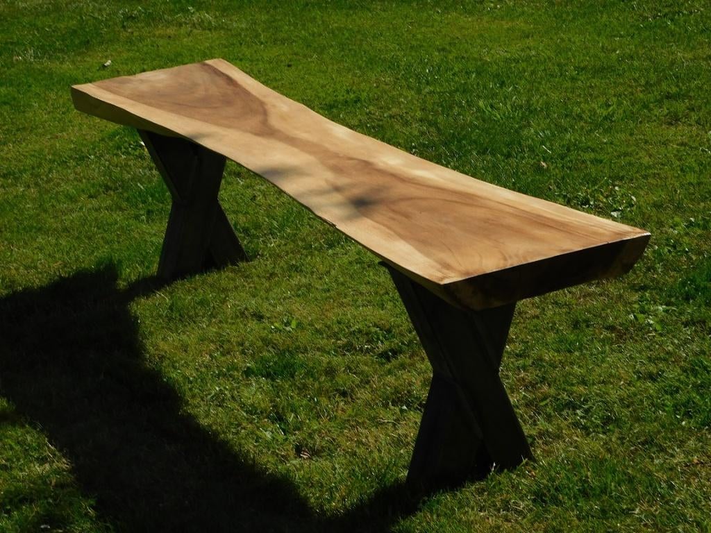 Industriële Bank van Boomstam - Suar Wood - 200 cm, Tuin en Terras, Ophalen of Verzenden, Hout