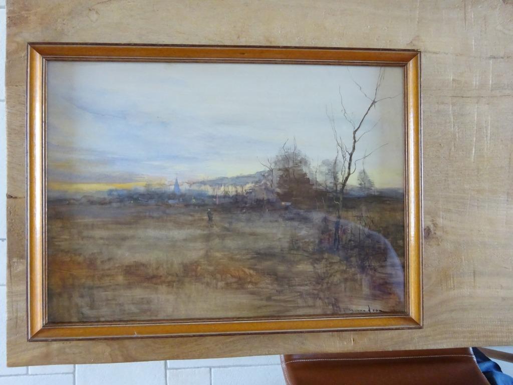 Gustaaf Van Loon, aquarel, landschap 34x48, Antiek en Kunst, Kunst | Schilderijen | Klassiek, Ophalen, Gesigneerd, Landschap, Aquarel