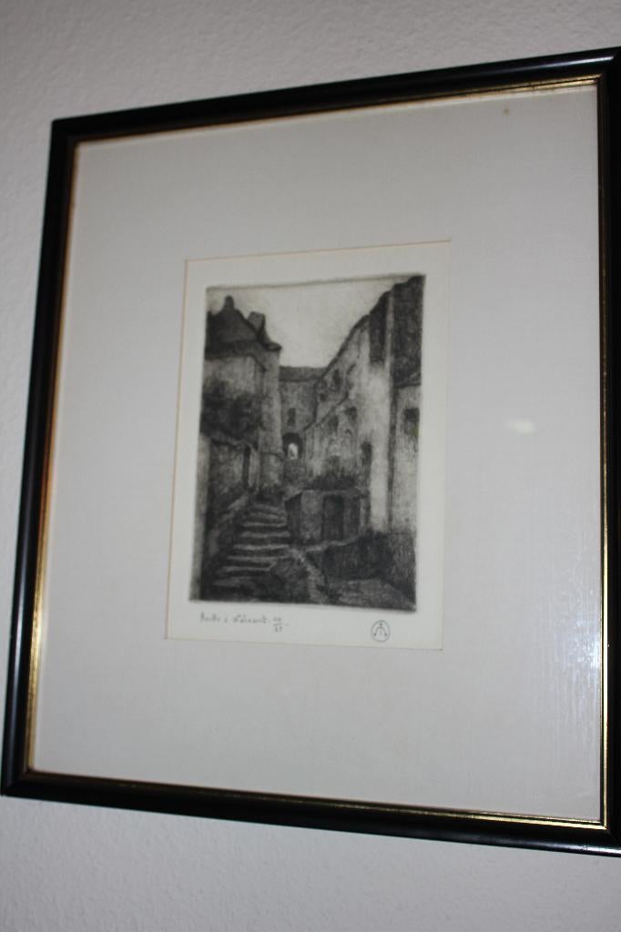 ets, Ruelle à Walcourt, getekend, Antiek en Kunst, Kunst | Schilderijen | Klassiek, Ophalen