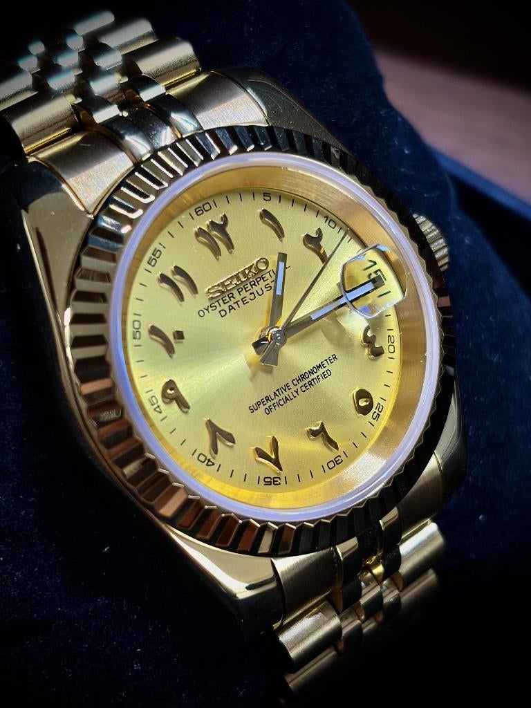 Montre Seiko Mod Arabic Gold, Ophalen, Staal, Polshorloge, Nieuw