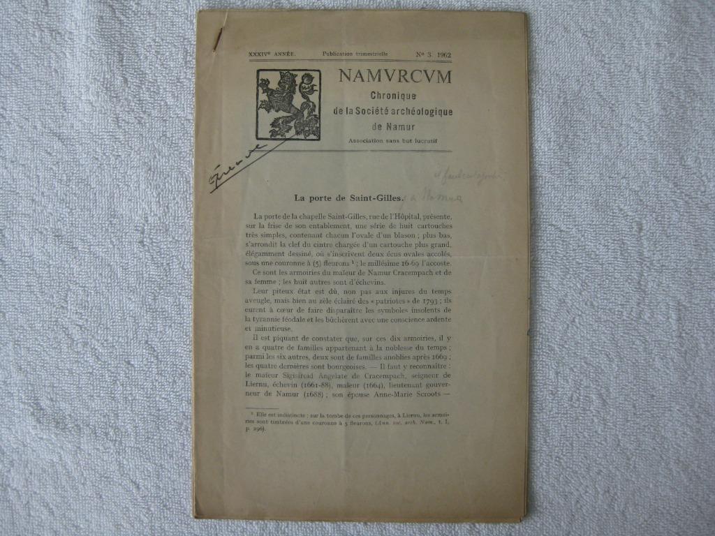 Namur Ville et Province – régional – Huart et Thirion - 1962, Livres, Histoire nationale, Utilisé, Enlèvement ou Envoi