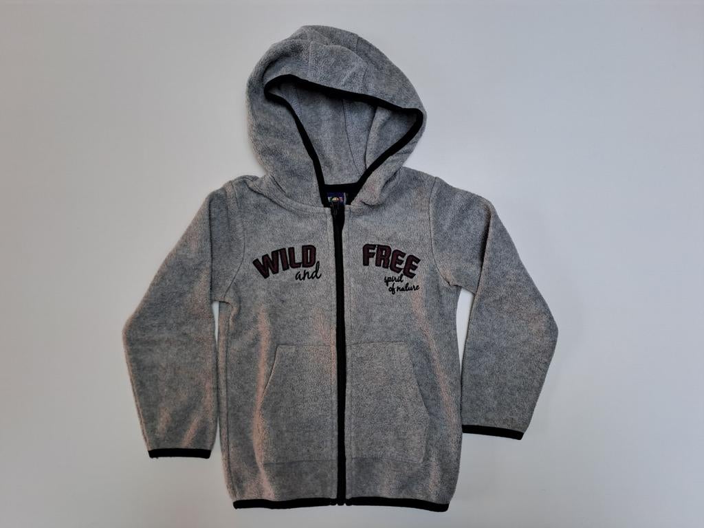 Veste polaire à capuche grise t 98-104 Wild and free, Enfants & Bébés, Garçon, Enlèvement ou Envoi, Comme neuf, Lupilu