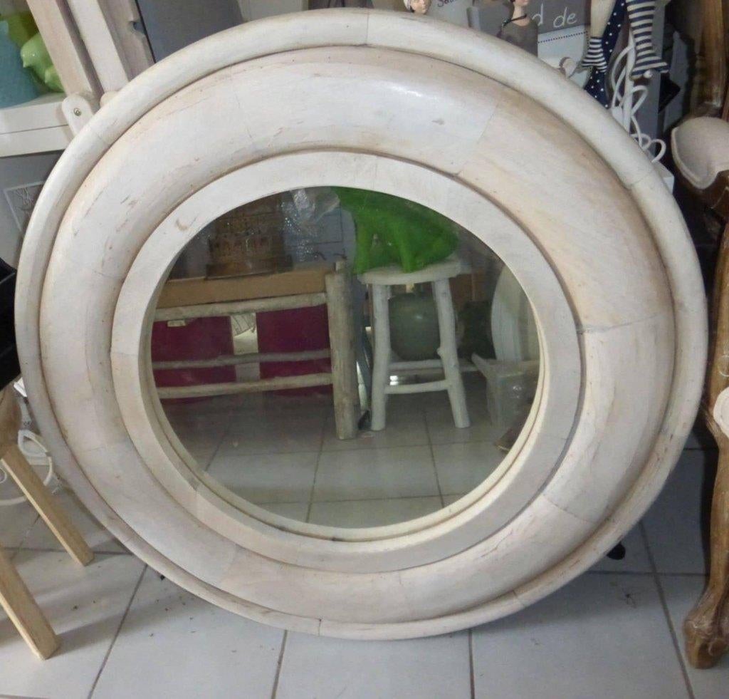 J-line grote ronde spiegel van natuurlijk hout, zeer zwaar, Ophalen, Rond, Nieuw, 75 tot 100 cm