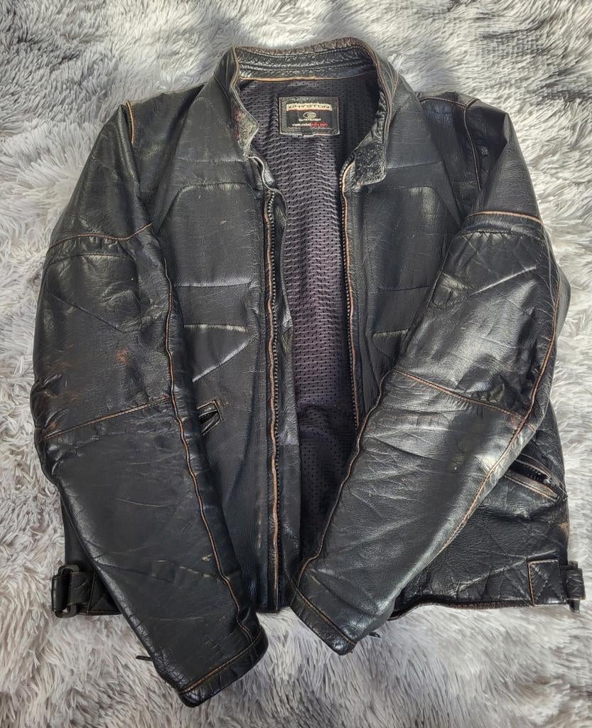 Chyston café racer biker leren jas voor heren, zwart schapen, Ophalen of Verzenden, Broek | leer