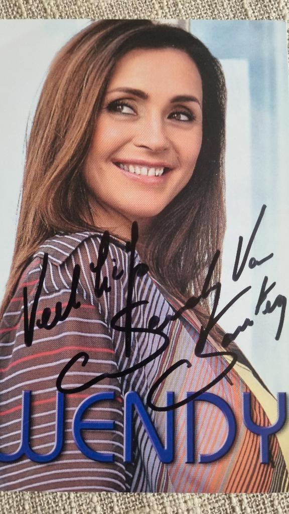 Fotokaart Wendy Van Wanten - handtekening, Ophalen of Verzenden, Zo goed als nieuw, Overige onderwerpen, Prent