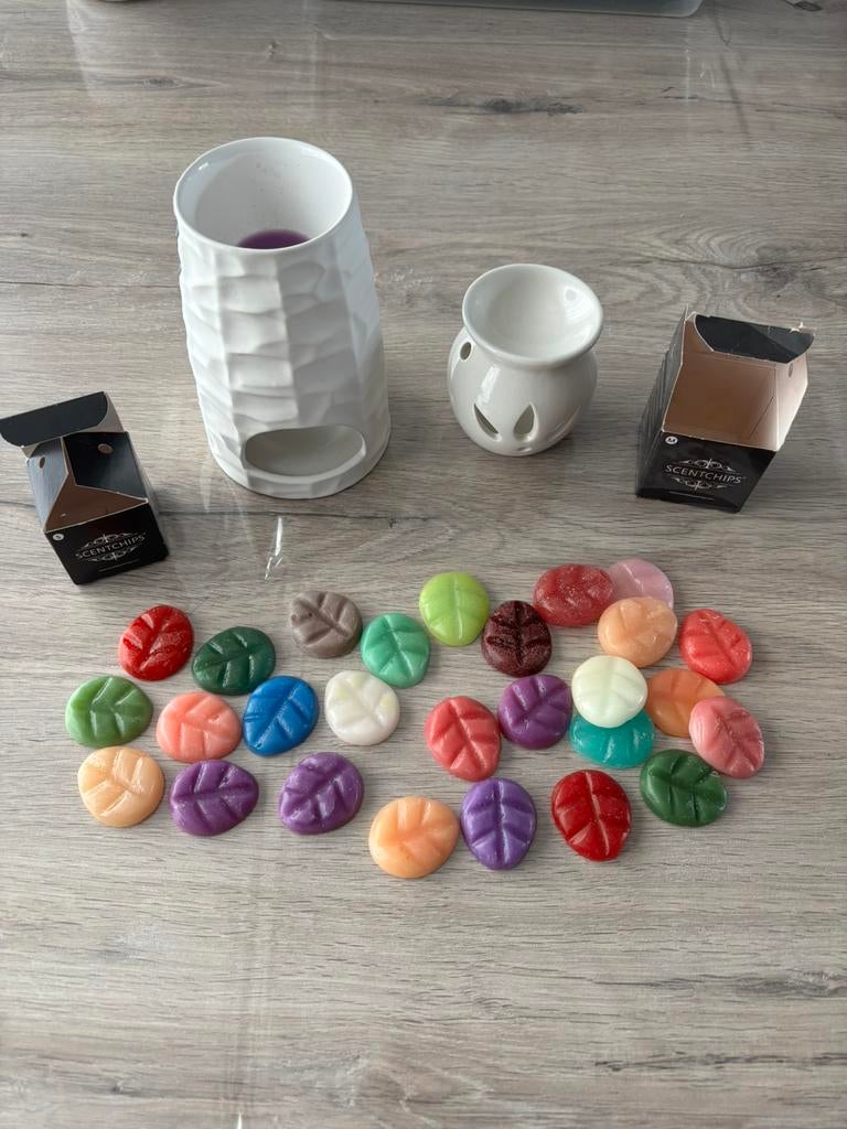 Scentchips met 2 houders, Huis en Inrichting, Ophalen, Gebruikt, Wit, Kaars