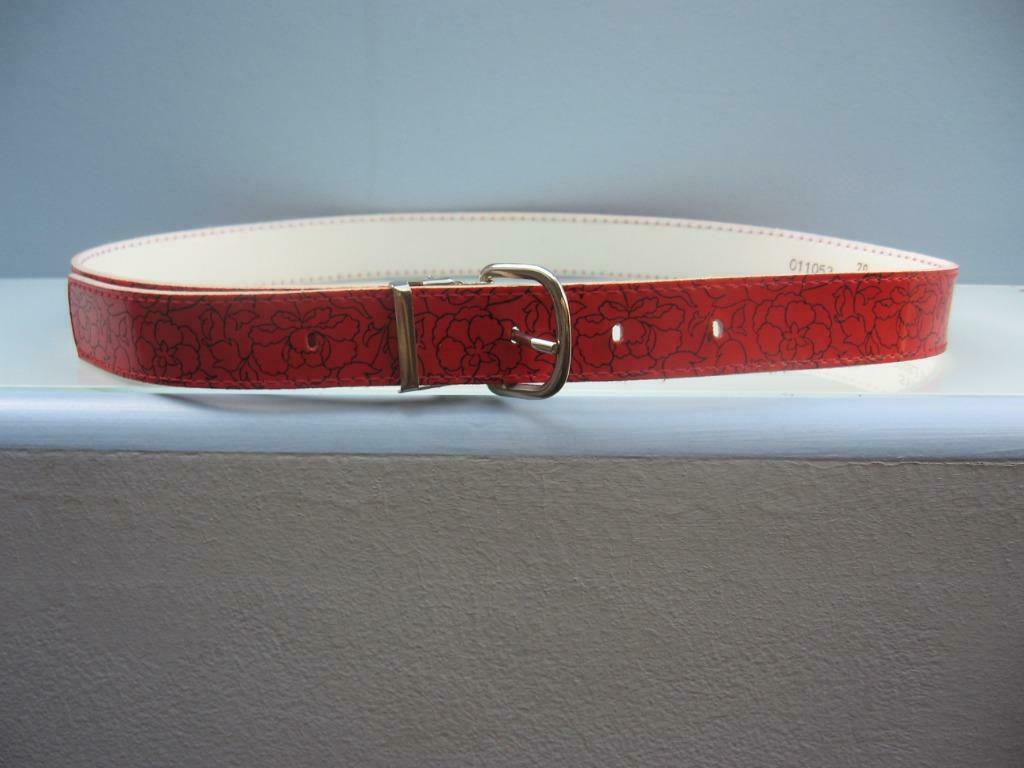 Ceinture Vintage 70' en skaï à motifs fleurs stylisées dessi, Enlèvement ou Envoi, Neuf, Vintage 70', Fille