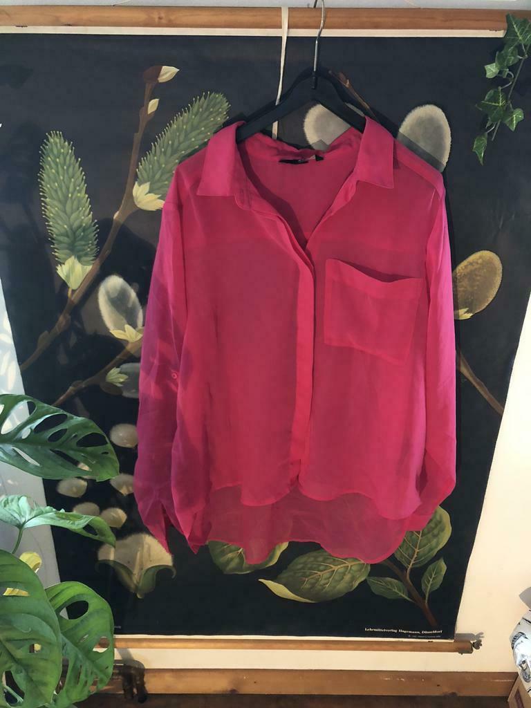 Fluo roze blouse doorkijk see through, Kleding | Dames, H&M, Maat 42/44 (L), Ophalen of Verzenden, Zo goed als nieuw
