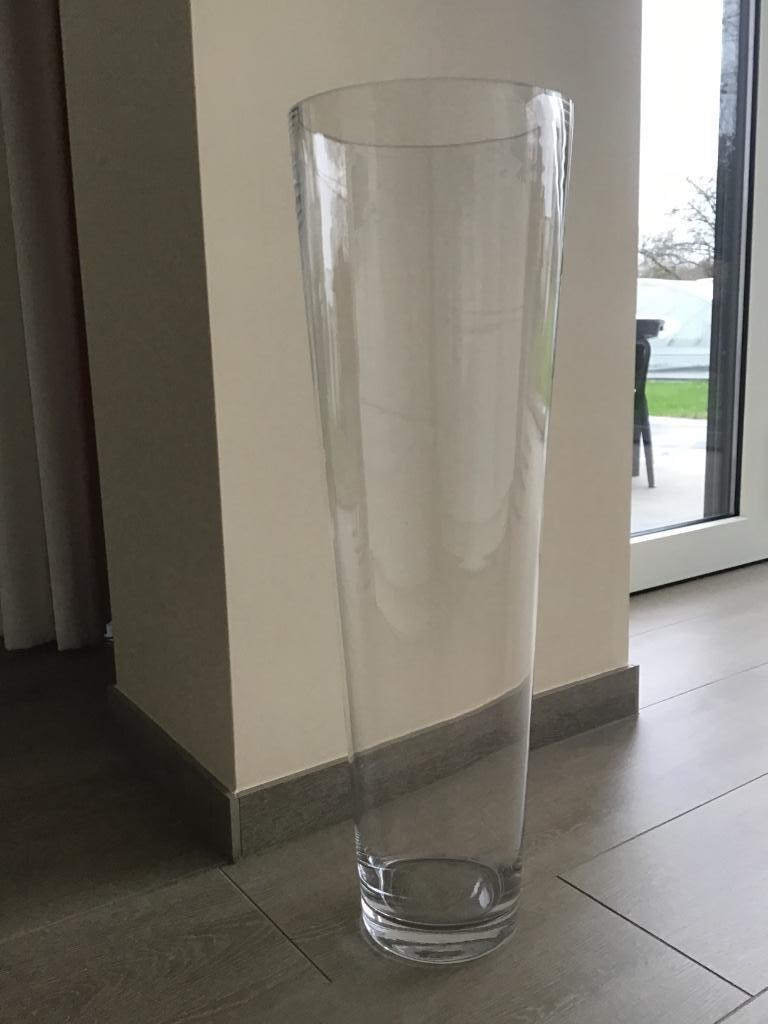 Conische grote heldere vaas, 70 cm hoog,, Ophalen, Zo goed als nieuw, Glas, 50 tot 75 cm