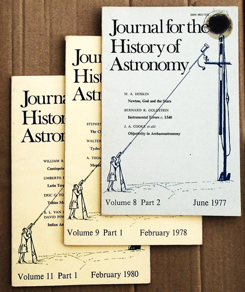 Journal for the History of Astronomy - 1977,1978,1980 - 3ex., Enlèvement ou Envoi, M. A. Hoskin (editor), Utilisé, Sciences naturelles
