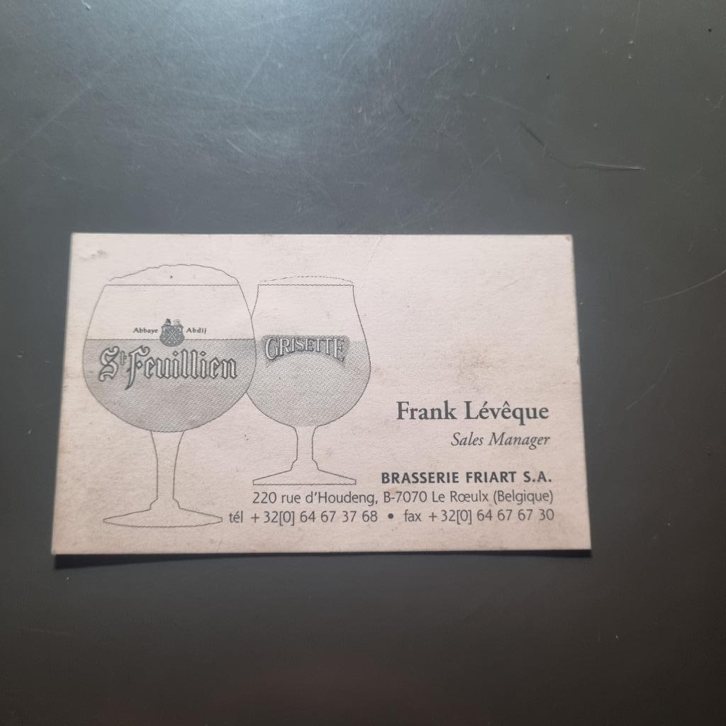 Carte de visite Brasserie Friart, Collections, Enlèvement ou Envoi, Utilisé, Panneau, Plaque ou Plaquette publicitaire, Autres marques