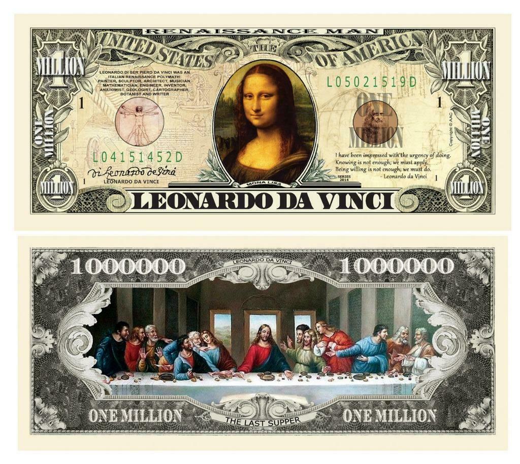 USA 1 million $ Mona Lisa/Last Supper - Leonardo da Vinci, Envoi, Amérique du Nord, Billets en vrac