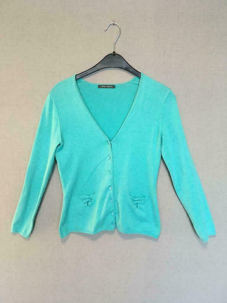 Licht turquoise vestje van Point Virgule (S), Kleding | Dames, Blauw, Ophalen of Verzenden, Zo goed als nieuw, Maat 36 (S)
