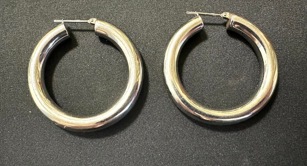 Boucles d oreilles, vintage, années 80, très bon état, Comme neuf, Gris, Autres matériaux, Pendantes