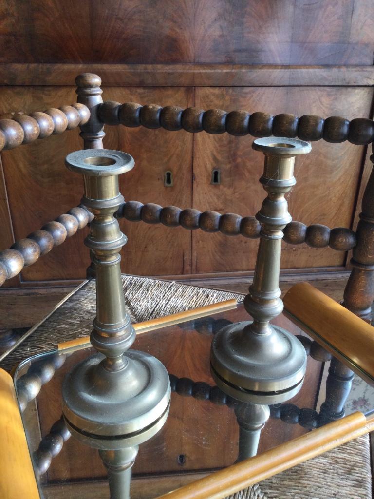 Paire d'anciens chandeliers en cuivre, Enlèvement ou Envoi, Cuivre