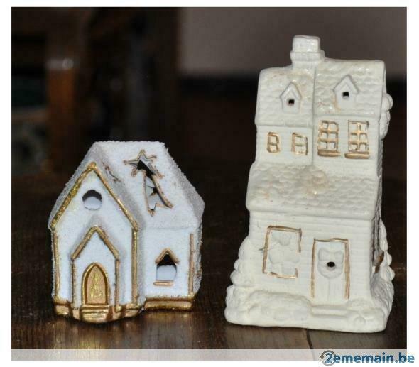 2 photophores maison de noel blanc et crème, Divers, Enlèvement ou Envoi, Neuf