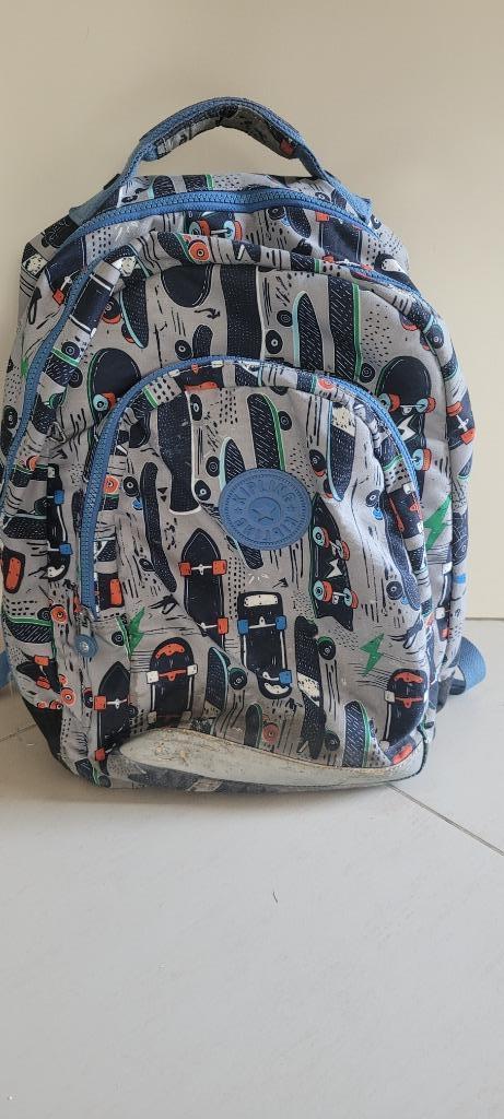 Cartable KIPLING, sac à dos, 3 compartiments, bleu, déco Ska, Enlèvement ou Envoi, Utilisé, Bleu, Sac à dos