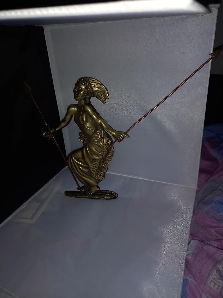Bronzen beeld van dansende Afrikaanse krijger, Ophalen of Verzenden, Brons