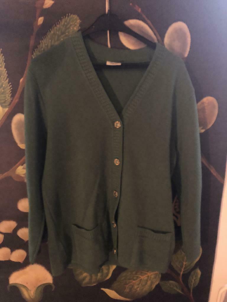 Vintage groene cardigan, Enlèvement ou Envoi, Porté, Taille 42/44 (L), Vert