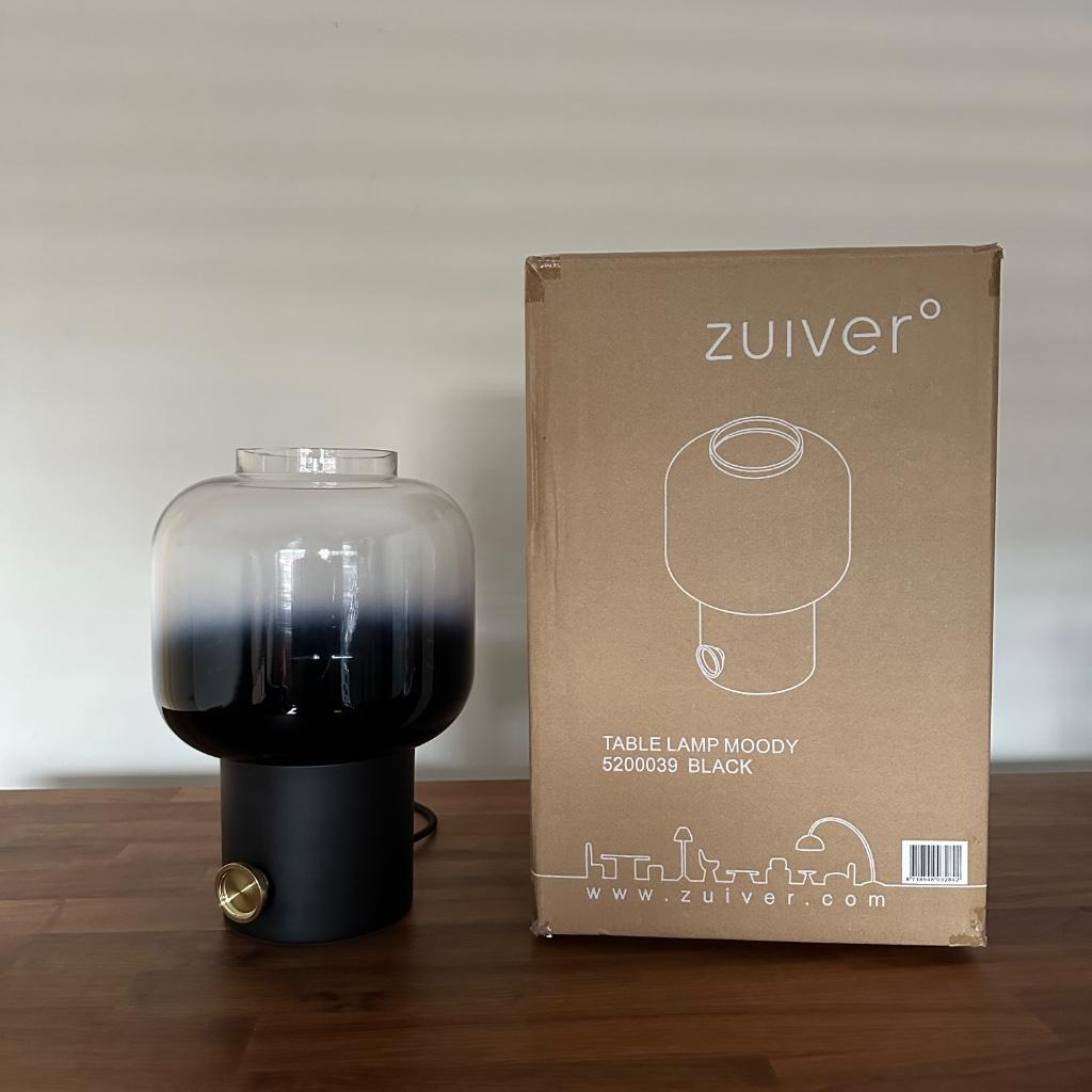 Zuiver moody tafellamp - Zwart glas in goede staat, Ophalen of Verzenden, Gebruikt, Glas, Minder dan 50 cm