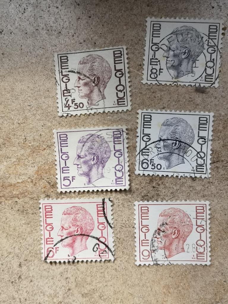 6 Belgische postzegels koning boudewijn, Ophalen of Verzenden