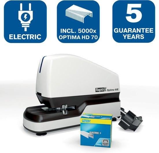 Agrafeuse électrique Rapid Optima 60E  jusqu'à 60 feuilles, Enlèvement, Neuf